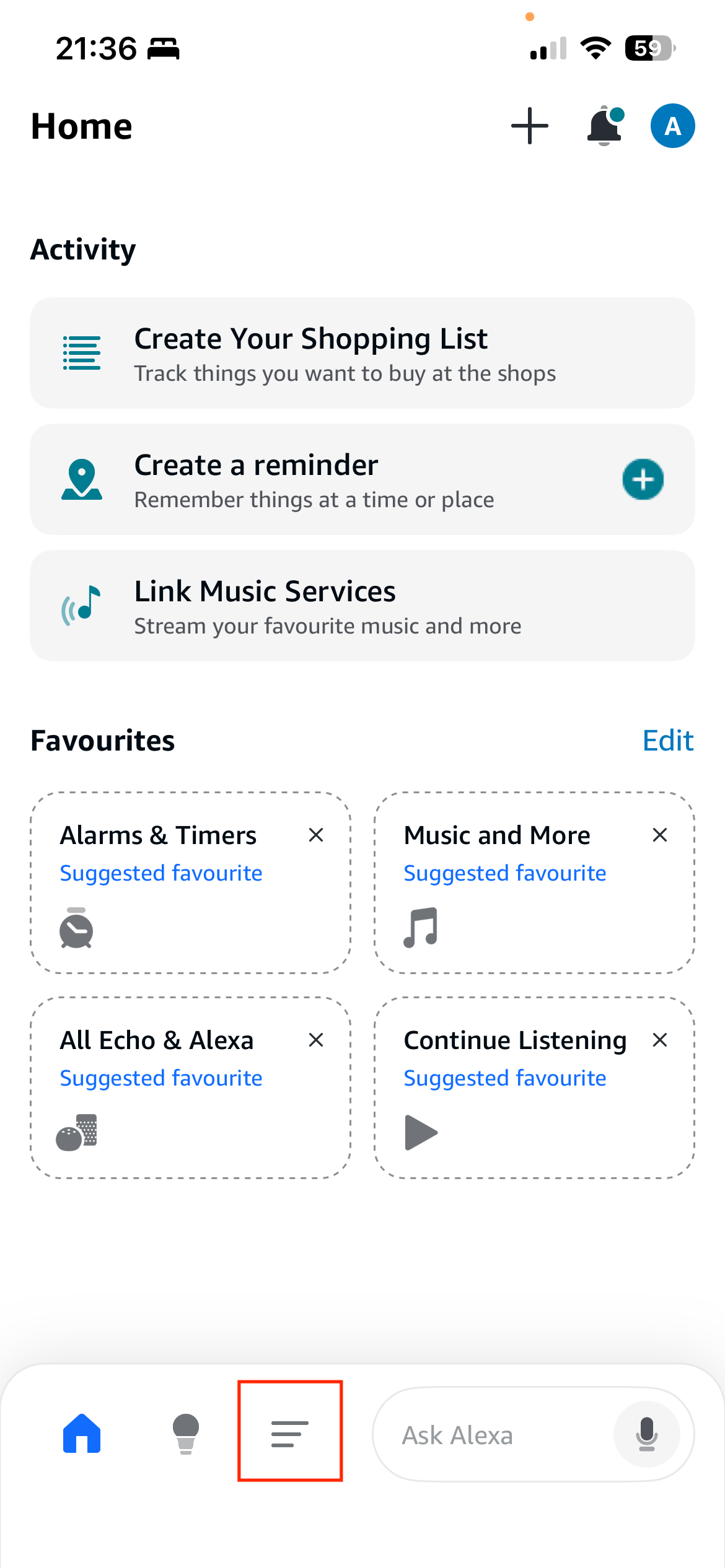 Alexa Routine - hamburger button Alexa