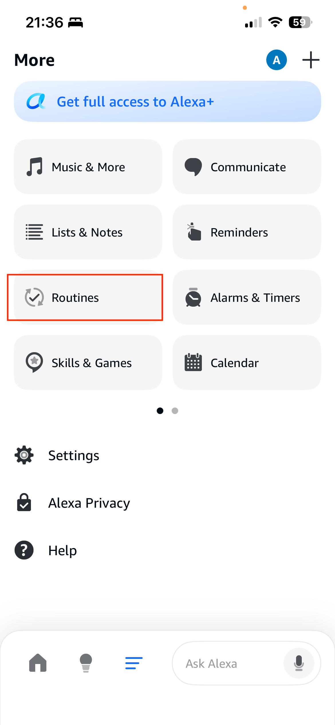 Alexa Routine - Routines Button