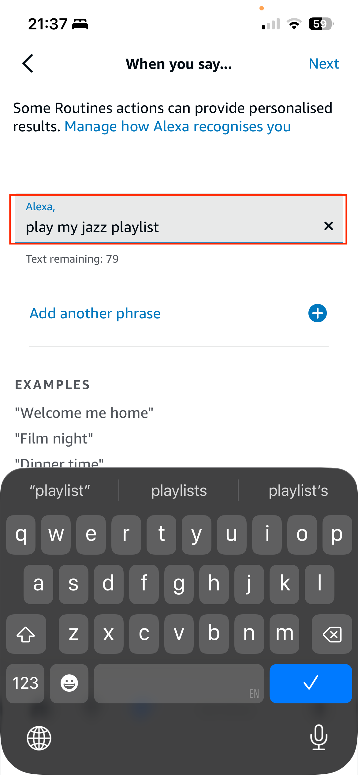 Alexa Routine - Voice Trigger Phrase