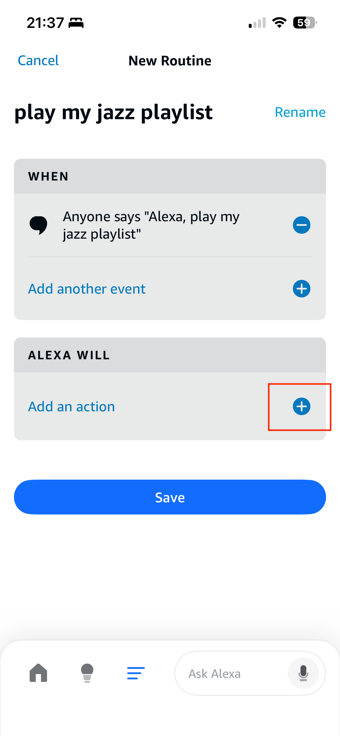 Alexa Routine - Add an Action