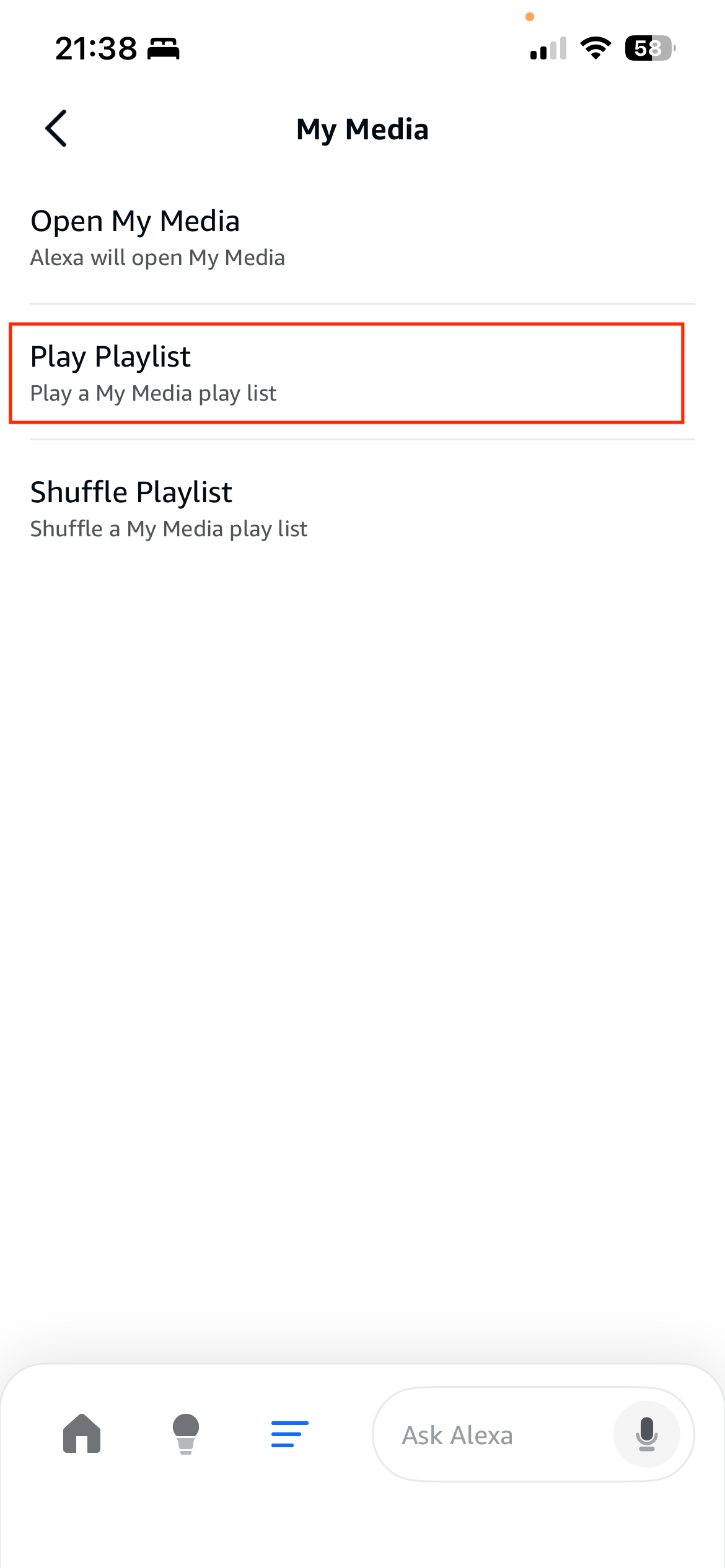 Alexa Routine - Play Playlist task