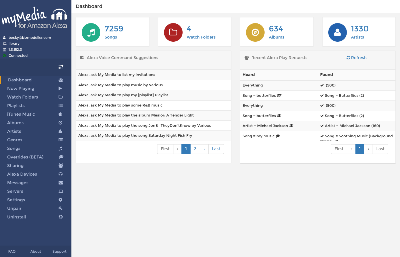 My Media for Alexa Web Console
